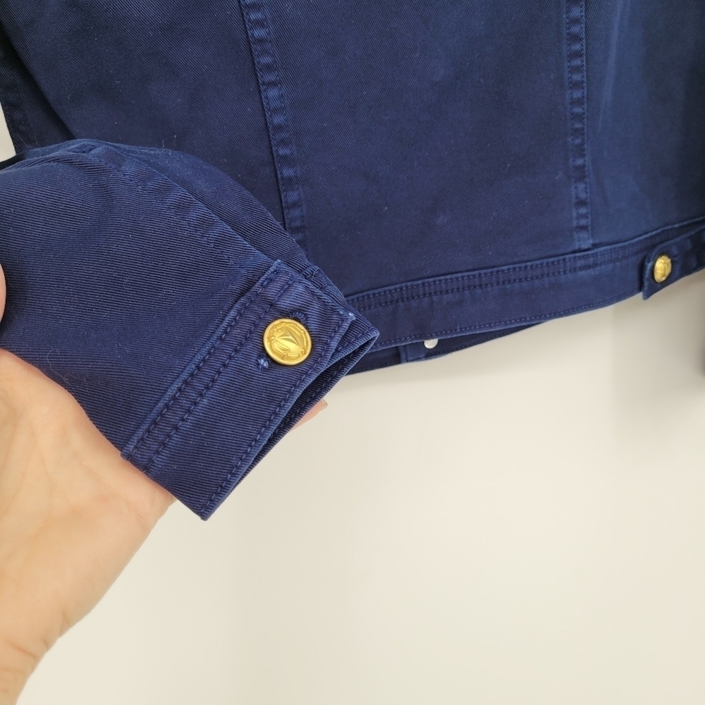 L’agence | Celine Slim Jacket In Marine Ocean Blue denim size small Petit - Picture 11 of 12
